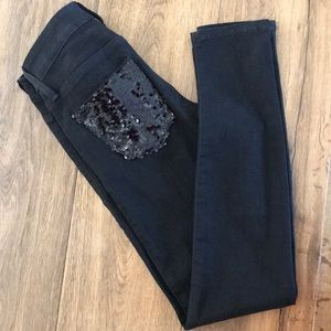 Guess black sequin pocket Power skinny jeans 24